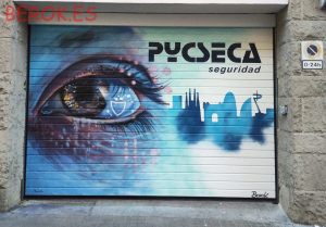 Mural Graffiti Persiana Pycseca Seguridad Ojo Ciberseguridad 300x100000